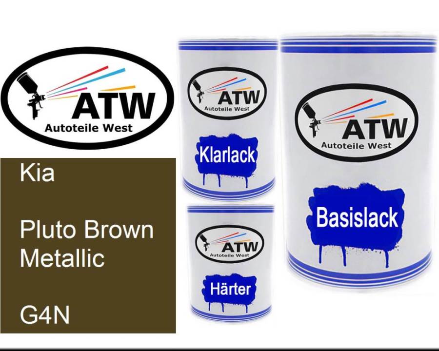Kia, Pluto Brown Metallic, G4N: 500ml Lackdose + 500ml Klarlack + 250ml Härter - Set, von ATW Autoteile West.